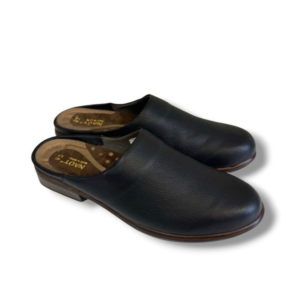 Naot Lodos Black Leather Mules Loafers Shoes Women's Size 40 US 9 Comfort NWOB